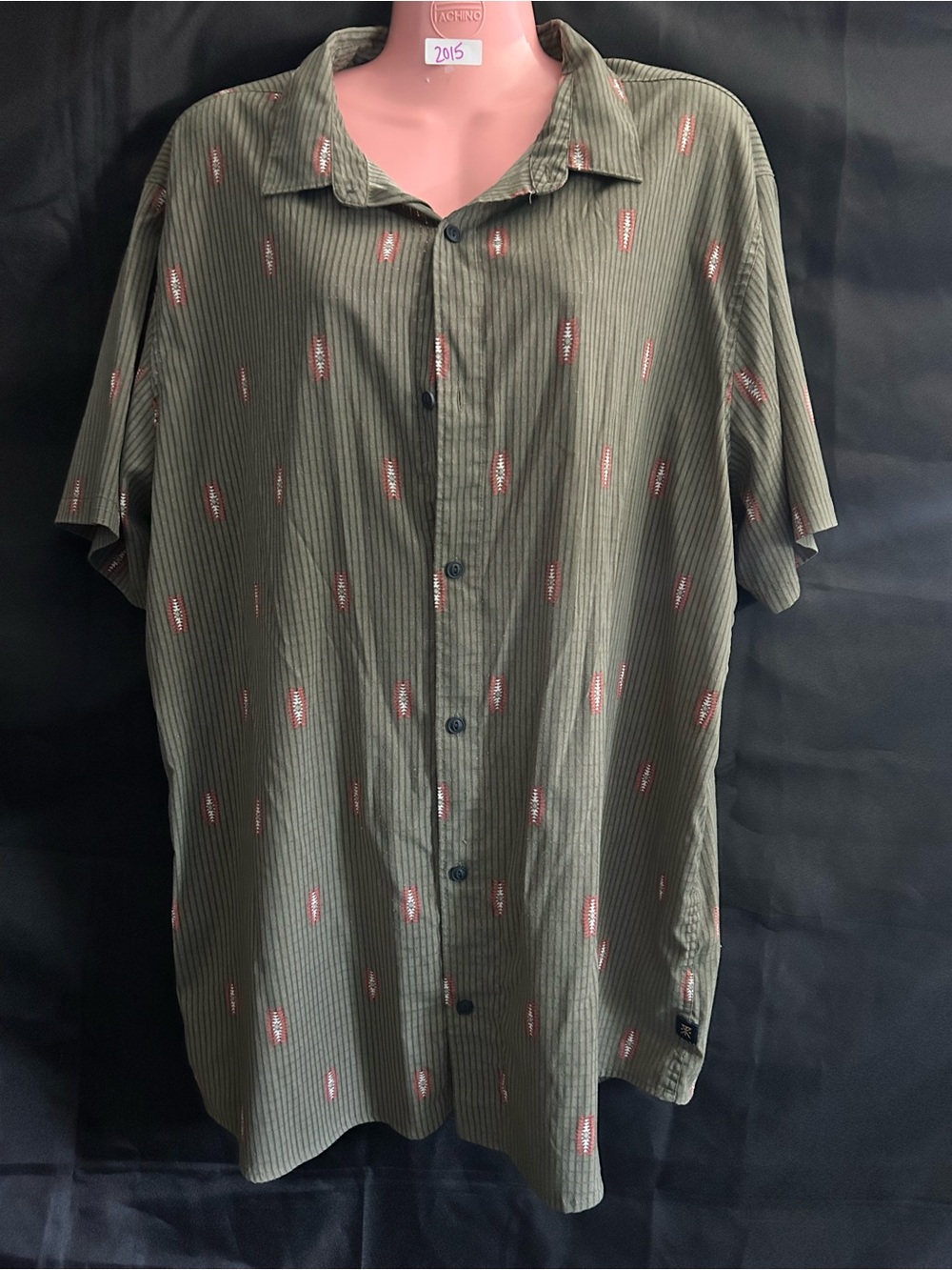 Roark Men's Olive Green Short-Sleeve Button-Up Shirt XXL